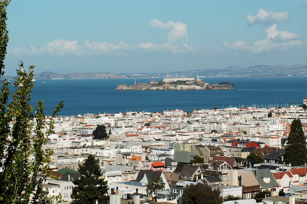 San Francisco - vue d'Alcatraz depuis Pacific Heights